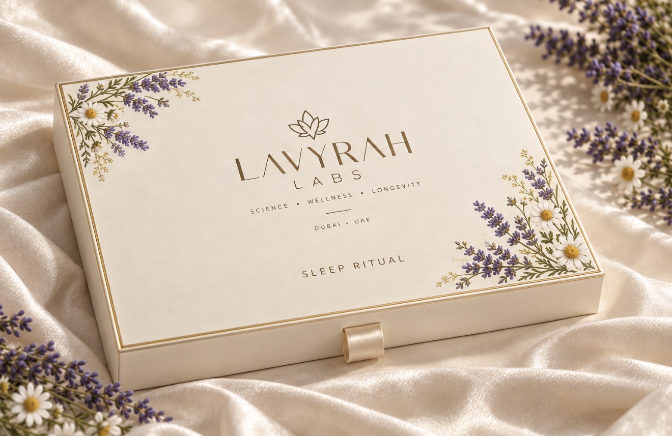 Champagne and gold Sleep Ritual gift box concept